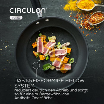 Circulon Total Antihaftbeschichtete Servierpfanne mit Deckel aus gehärtetem Glas