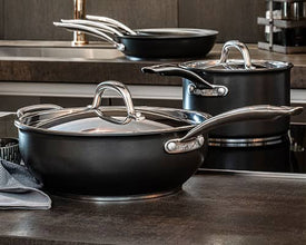 Servierpfannen & Schmorpfannen mit Induktion, Antihaftbeschichtung und aus Edelstahl