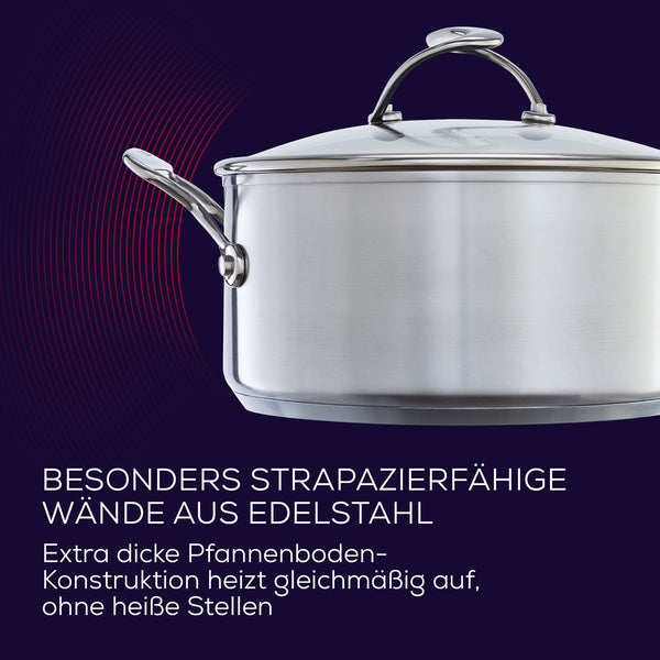 Kasserollen als Set mit Deckel als 3-teiliges Set aus der Circulon SteelShield™-S-Serie