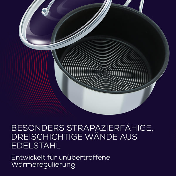 Stielkasserolle mit Deckel und Induktion aus der Circulon SteelShield™-C-Serie